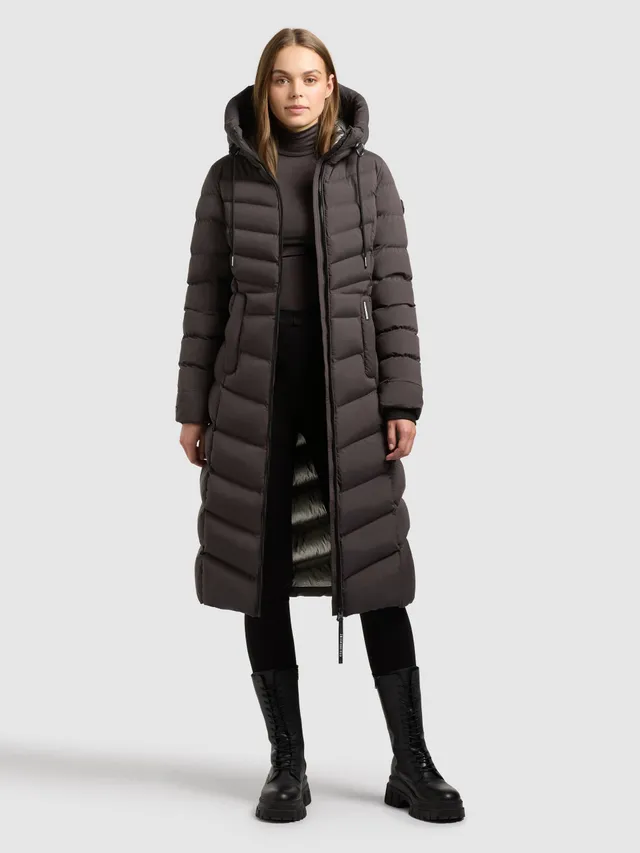 khujo-coat-ingram5-damen-steppmantel-wadenlang-in-graphite-gray image 1