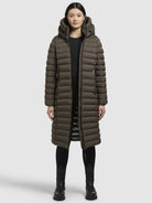 khujo-imes-damen-coat-khaki-wattierter-knielanger-steppmantel image 6