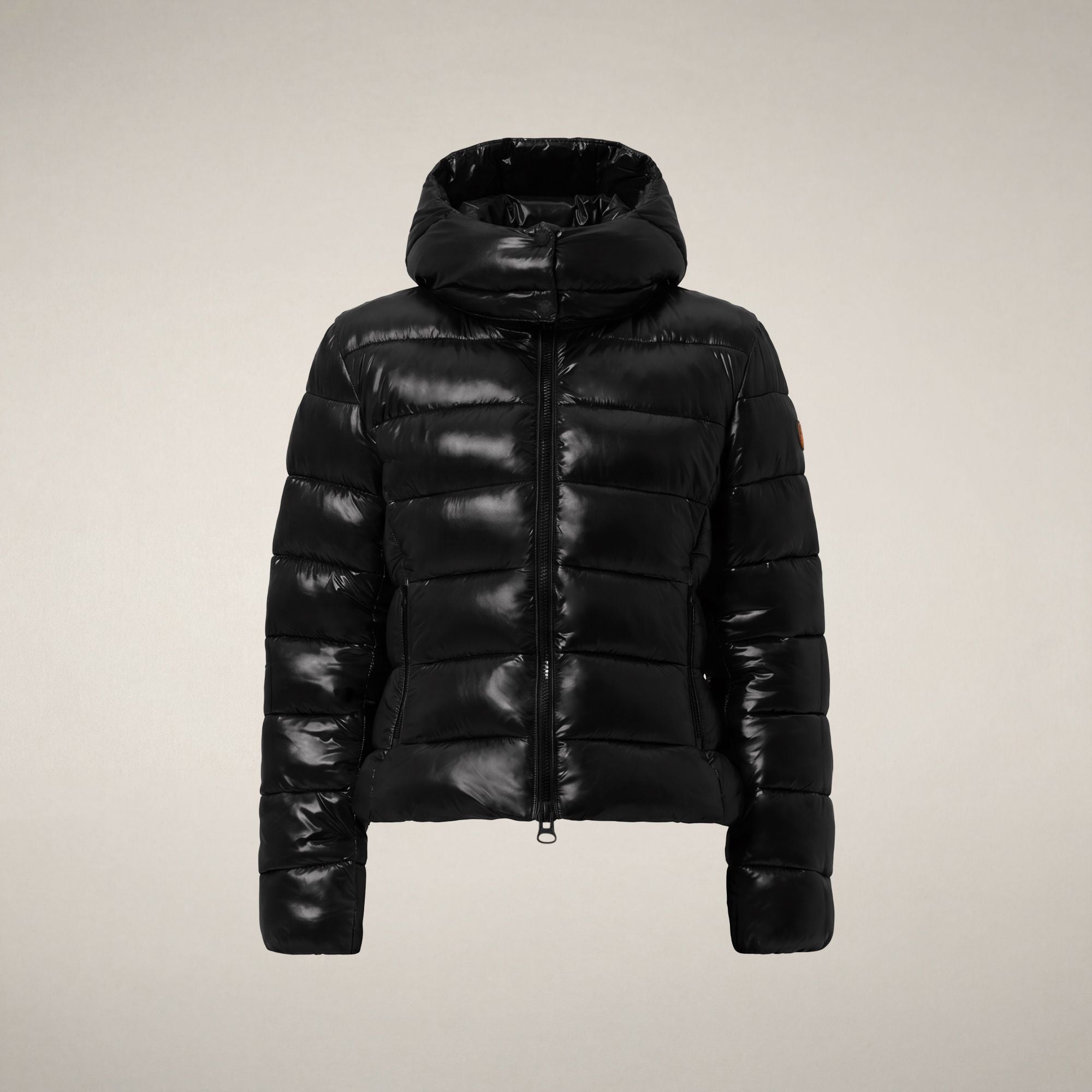save-the-duck-cosmary-damen-steppjacke-schwarz-slim-laqu-mit-kapuze image 3
