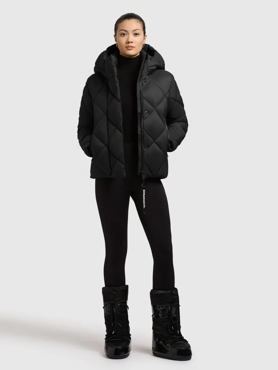 khujo-jacke-lilian-black-h-ftlange-steppjacke-mit-rautenstepp-und-kapuze image 1