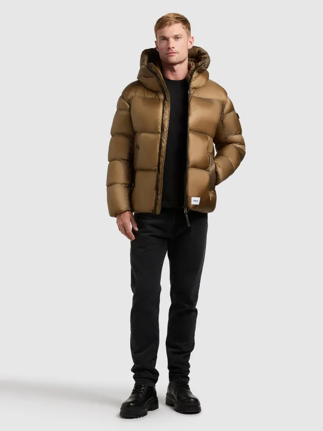 khujo-dane-herren-jacke-brown-h-ftlange-steppjacke-mit-kapuze-in-crinkle-optik image 1