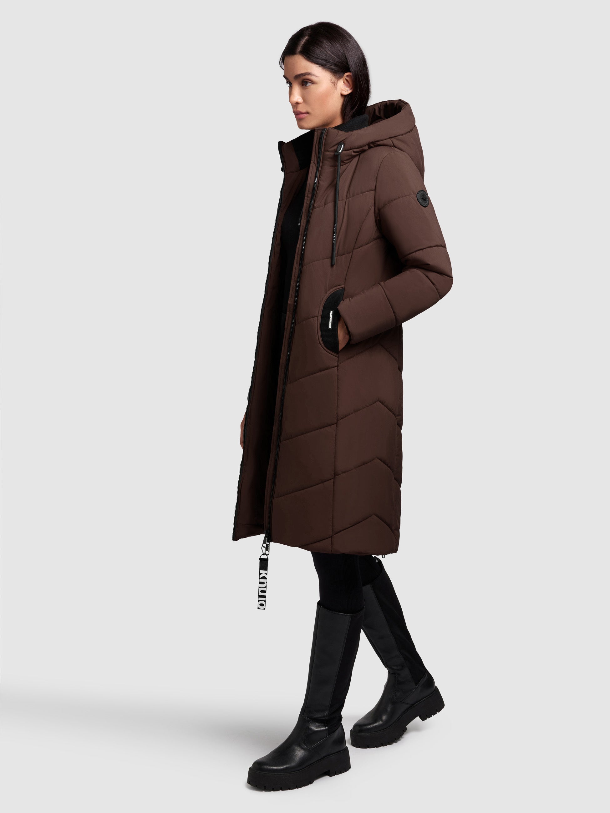 khujo-mantel-aribay4-light-dark-brown-lange-steppjacke image 2