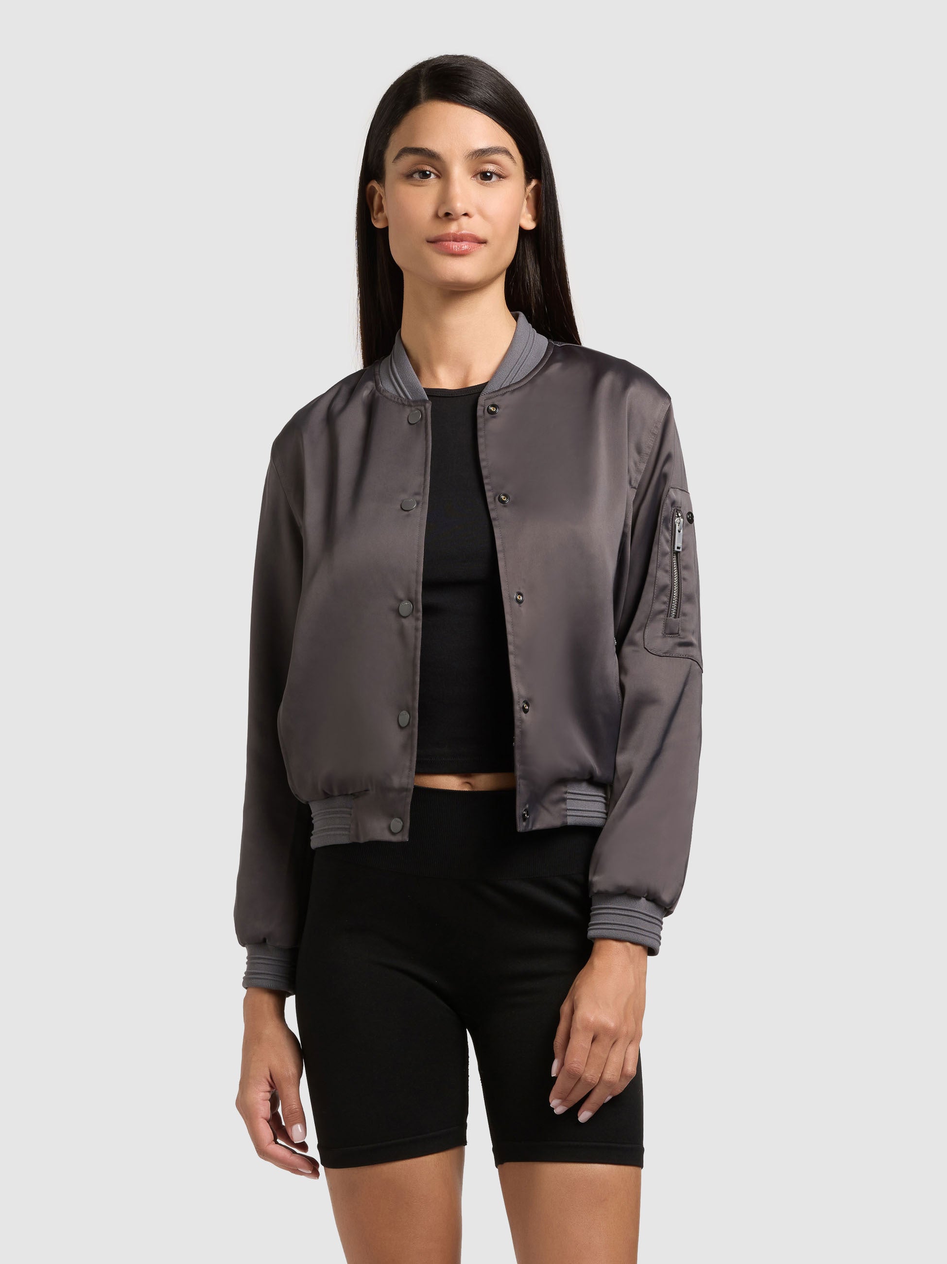 khujo-jacke-tami-slate-grey-damen-bomberjacke-aus-satin image 1