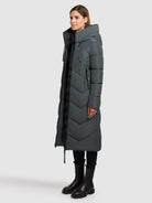 khujo-coat-linari-foam-green-wadenlanger-steppmantel-damen-mit-kapuze image 2