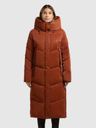 khujo-pulset-shiny-sienna-brown-damen-coat-wattierter-steppmantel image 4