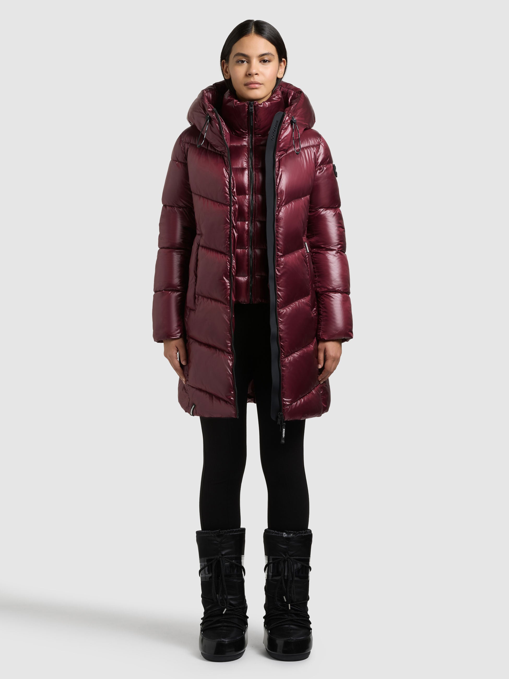 khujo-mantel-adriana-mahagoni-red-gl-nzender-steppmantel-slim-fit image 2