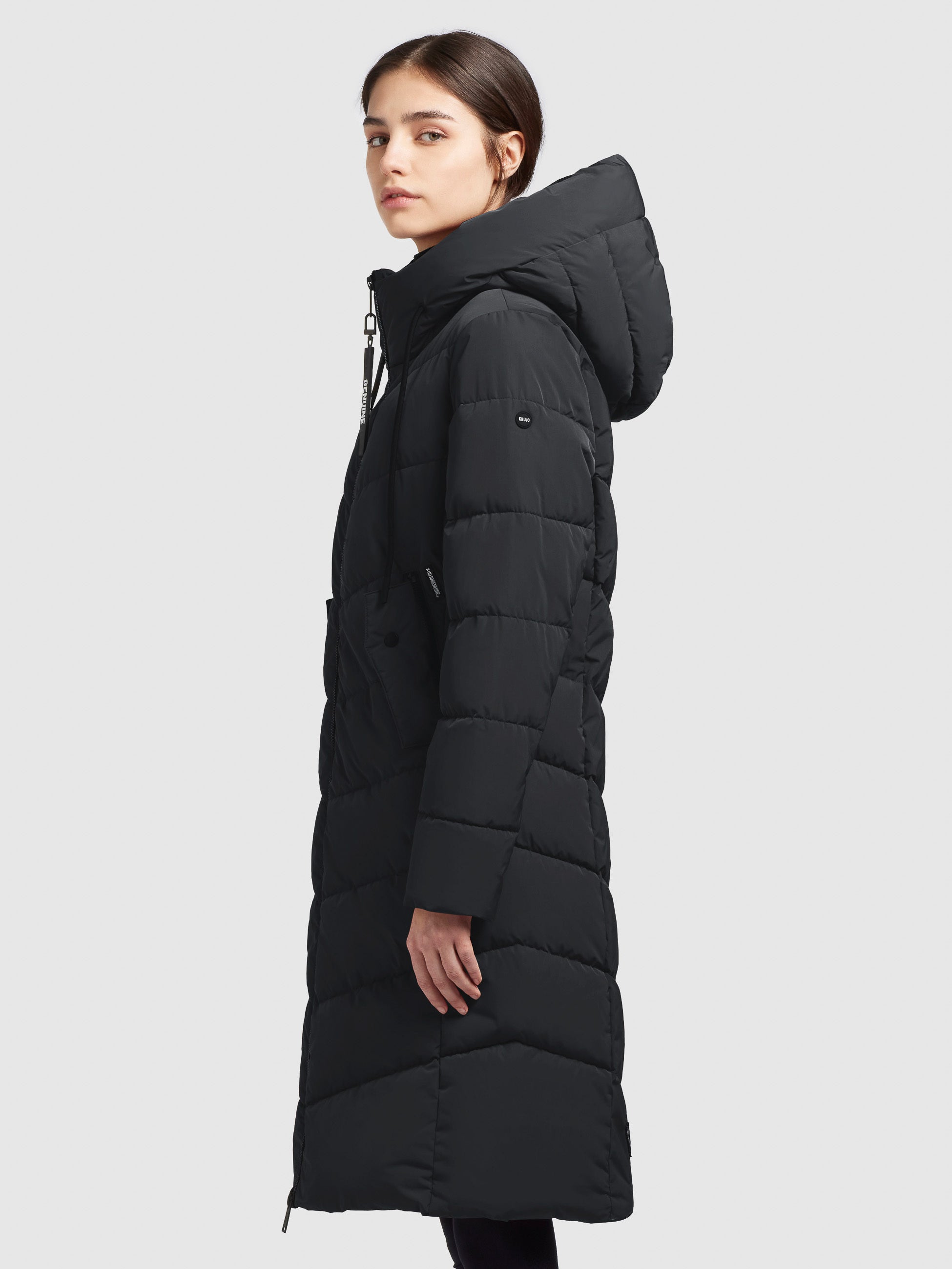 khujo-mantel-mikia-schwarz-knielanger-wattierter-steppmantel-regular-fit-mit-kap image 5