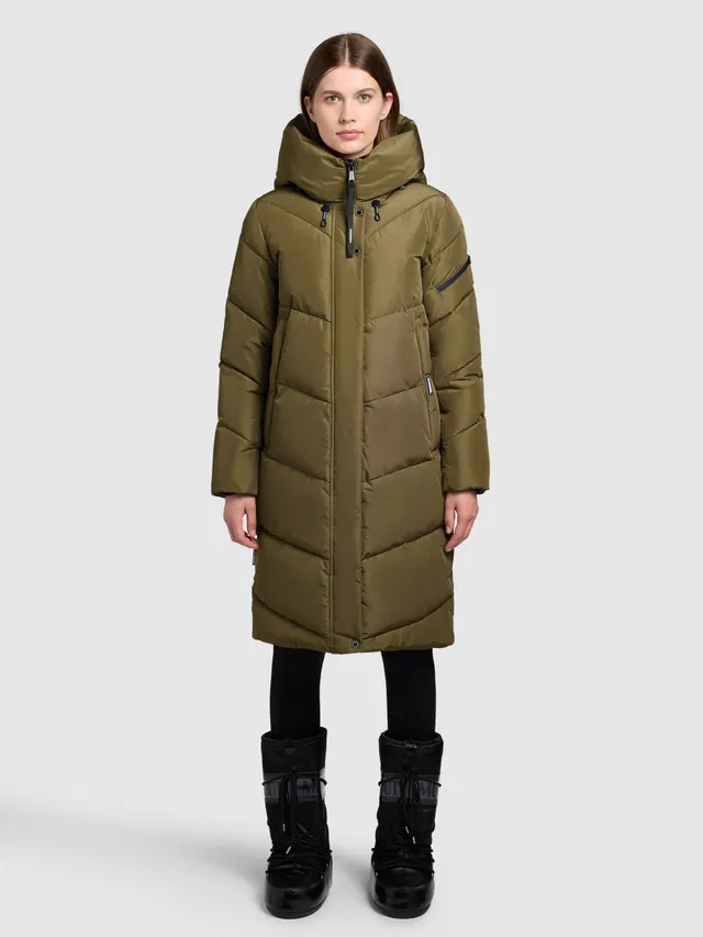 khujo-mantel-jange-scrub-green-knielanger-damen-steppmantel-winter image 1