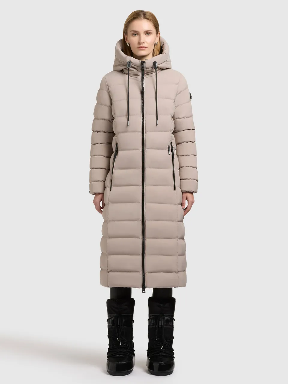 khujo-mantel-cleo-hellbeige-knielanger-damen-parka-steppmantel image 1