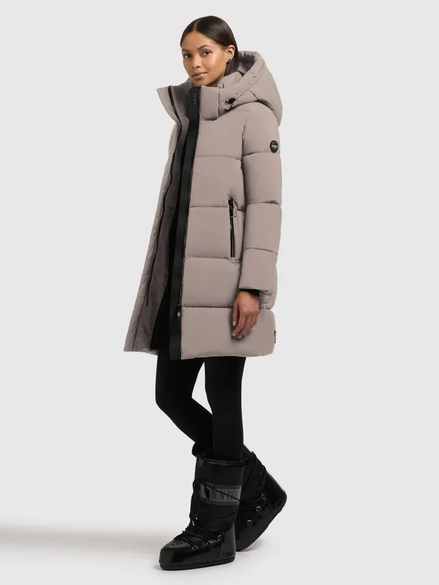 khujo-coat-haya2-matt-greige-lockerer-damen-steppmantel-mit-abnehmbarer-kapuze image 1