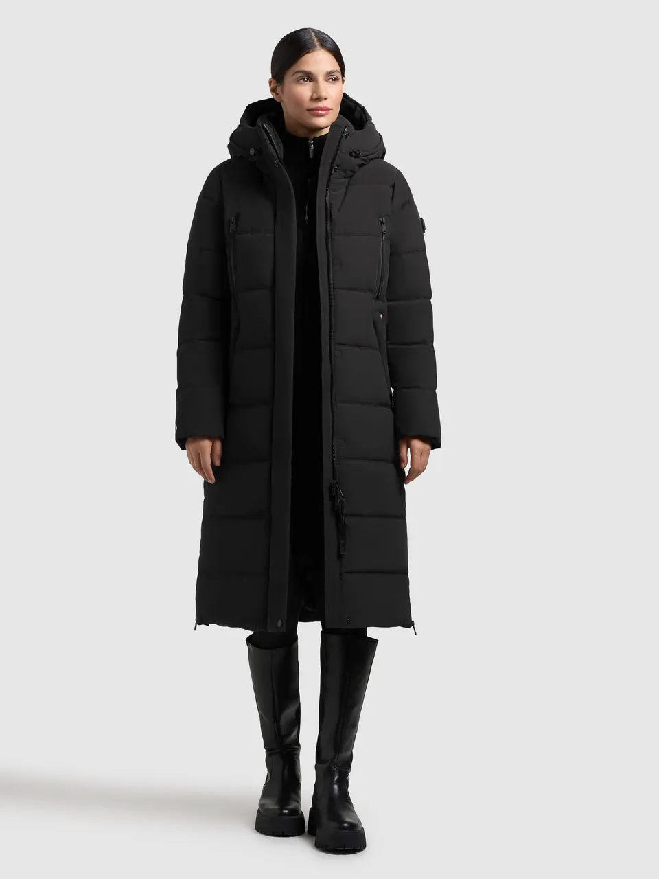khujo-inda-damen-steppmantel-black-knielang image 1