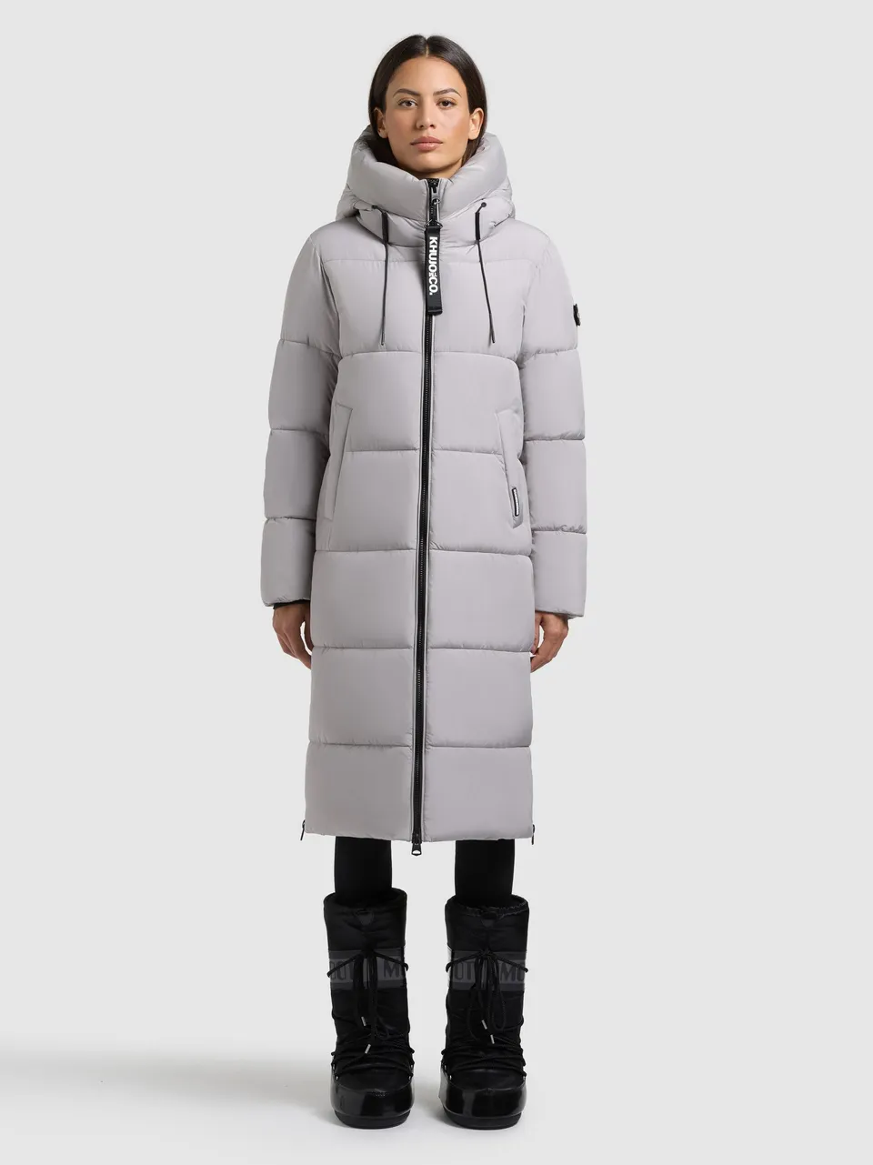 khujo-mantel-nalu-blizzard-grey-knielanger-damen-steppmantel-clean image 1