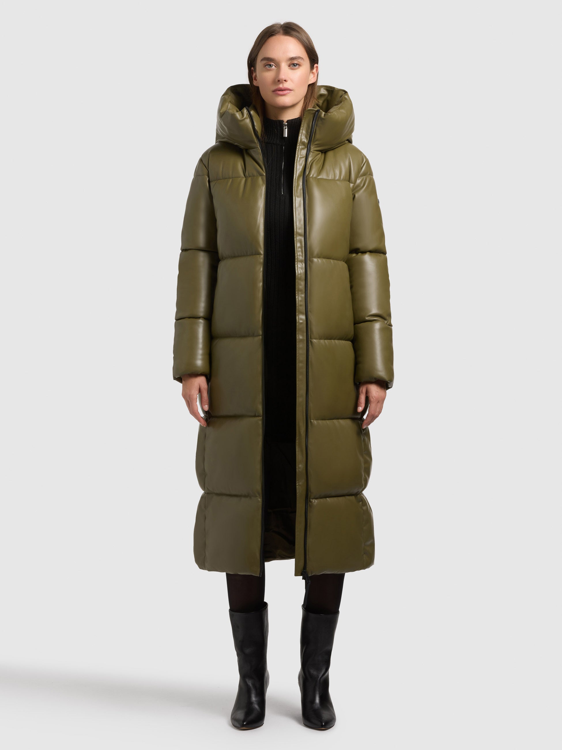 khujo-mantel-destiny-olive-wadenlanger-damen-wintermantel-in-lederoptik image 1