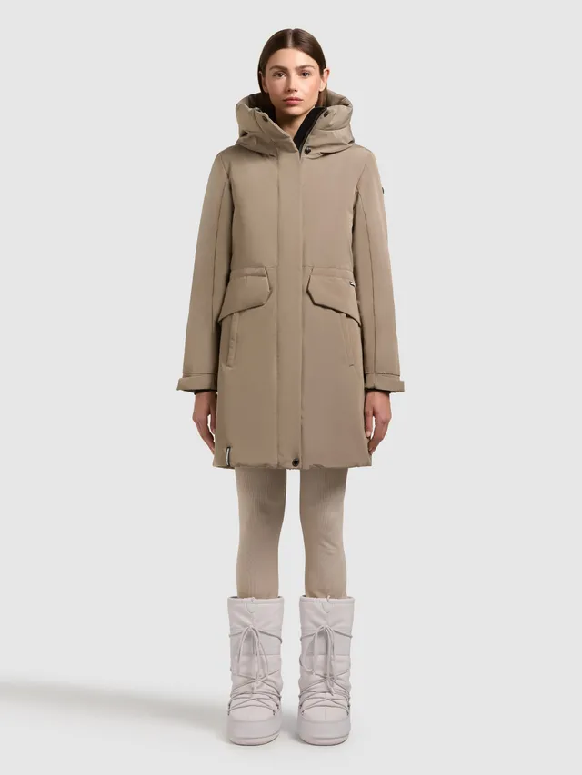 khujo-coat-sina-greige-kurz-wattierter-wintermantel-mit-kapuze image 1